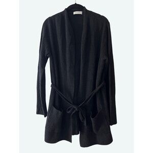 St. Emile Womens Black‎ Wool Cashmere Blend Open Front Belted Cardigan Pockets 6